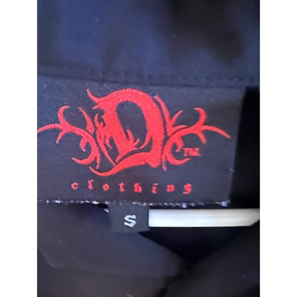 Dragonfly Black Vintage Graphic Flames Retro Rockabilly Button Up Shirt Small - Picture 8 of 10